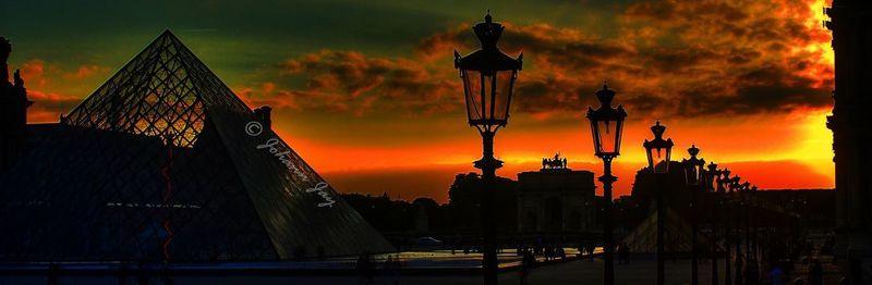 Silhouette of temple against sky during sunset