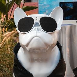 Close-up of sunglasses on sofa