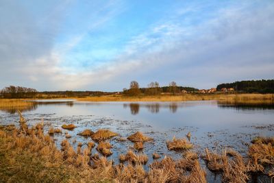 Scenic view of lake against sky