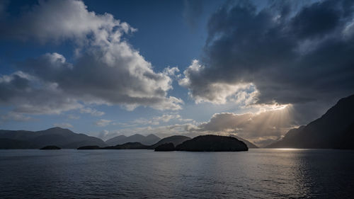 Panoramic view of sea against sky during sunset