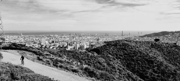 High angle view of townscape against sky