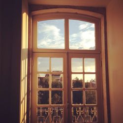 Building seen through glass window