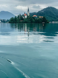 Scenic view of lake against sky