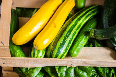 High angle view of vegetables on table