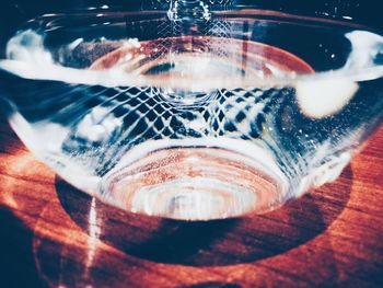 Close-up of water in glass on table