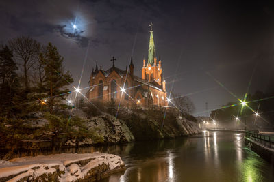 Trollhättan's church in the evening in winter