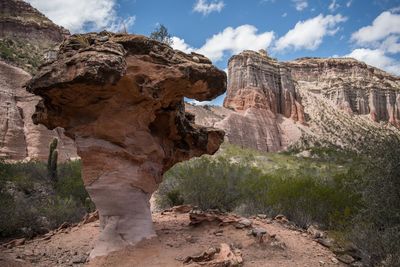 Low angle view of rock formations