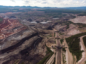 High angle view of dramatic landscape