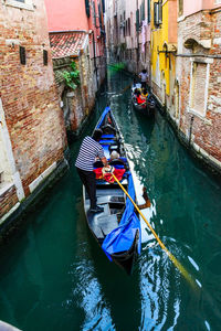 View of boats in canal