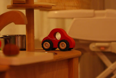 Close-up of toy car  on table