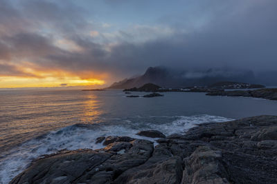 Scenic view of sea against sky during sunset