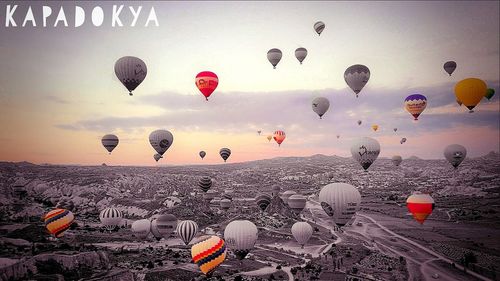 Hot air balloons flying in the sky