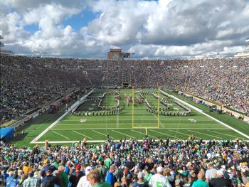 High angle view of people in stadium