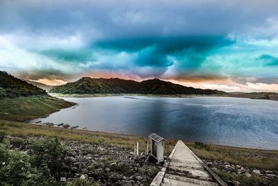 Scenic view of lake against sky