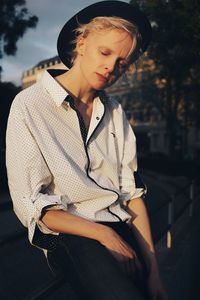 Young woman looking away