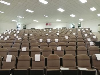 Empty chairs in stadium