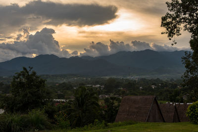 Scenic view of landscape against sky during sunset