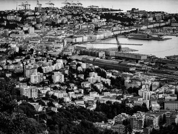 High angle view of buildings in city