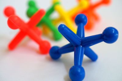 Close-up of multi colored toy on table