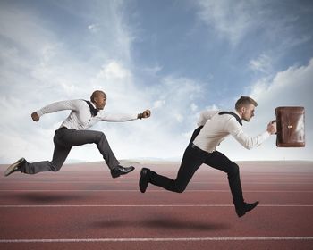 Side view of a man running