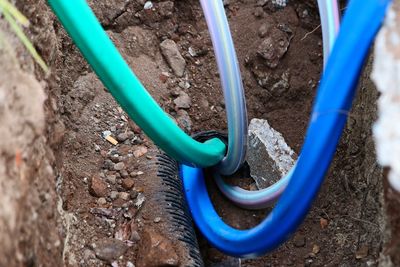 High angle view of pipe in playground