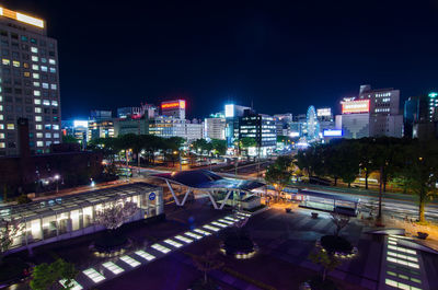 Illuminated city at night