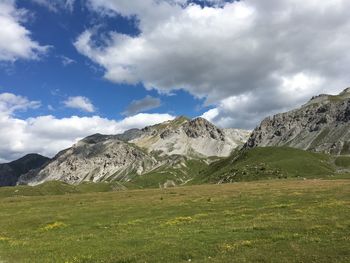 Scenic view of mountains against sky