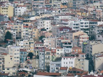 High angle view of buildings in town