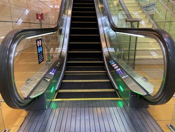 High angle view of escalator