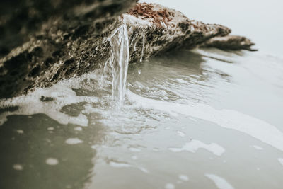 Close-up of water flowing through rocks