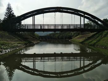 Bridge over river against sky