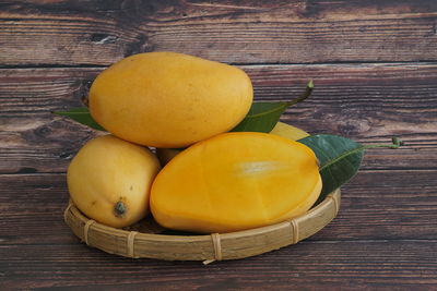 High angle view of fruits on table