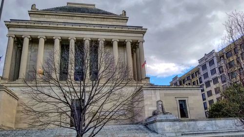 Low angle view of historic building against sky