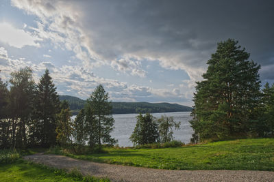 Scenic view of lake against sky