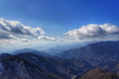 Scenic view of mountains against sky