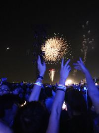 Firework display at night
