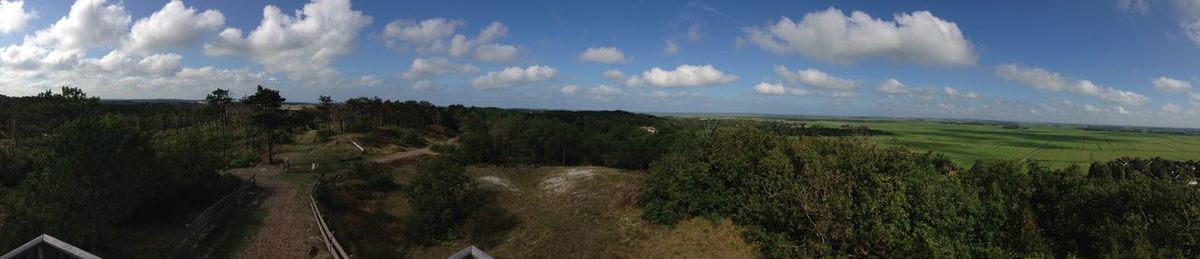 Scenic view of landscape against cloudy sky