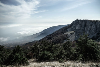 Scenic view of mountains against sky