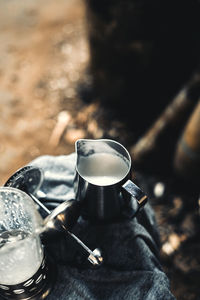 Close-up of coffee cup on table