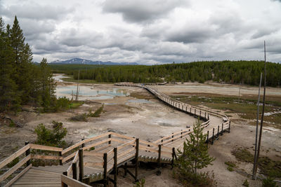 High angle view of landscape against sky