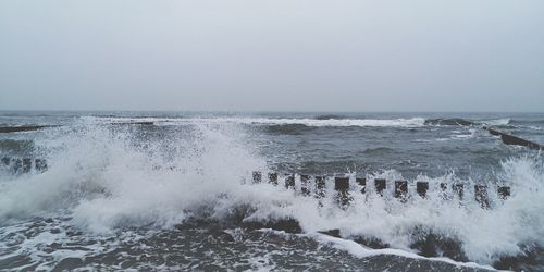 Scenic view of sea against clear sky