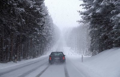 Cars on road in winter