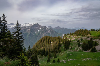 Scenic view of mountains against sky