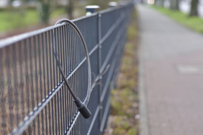 Close-up of metal fence