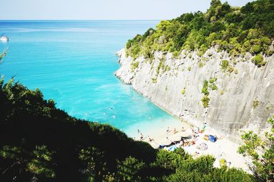 High angle view of sea against sky