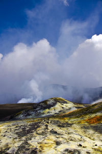 Scenic view of mt etna by against sky