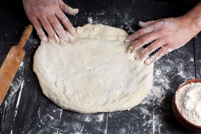 Close-up of person preparing food