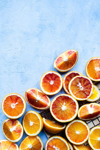 Directly above shot of orange fruits on table