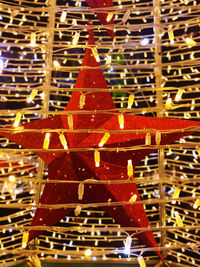 Close-up of illuminated christmas tree