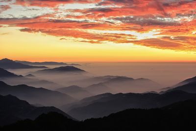 Scenic view of dramatic sky during sunset